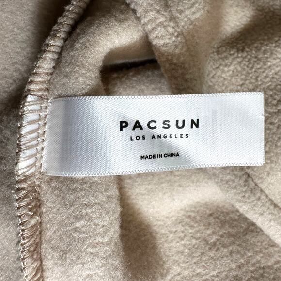 NWT Pacsun Mens Fleece Pocket Shirt Jacket Shacket Pebble Beige Size Large Y2K - Picture 12 of 14